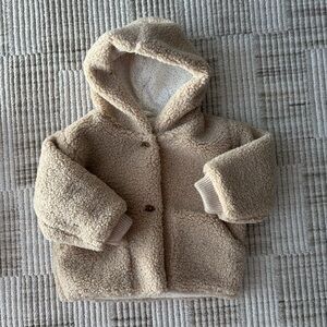 Zara Baby Cozy Tan Sherpa Hoodie Jacket